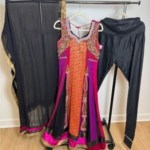 Elegant Pink and Orange Anarkali